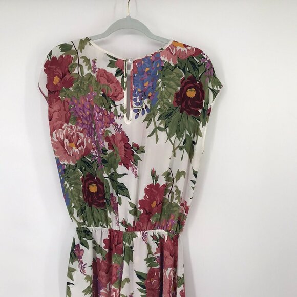 show me your Mumu Floral Print Romper Elastic Waist & Keyhole Back size large - Picture 13 of 14